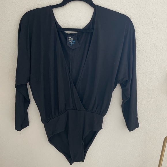 Blue Life Tops - Low Cut Black Bodysuit